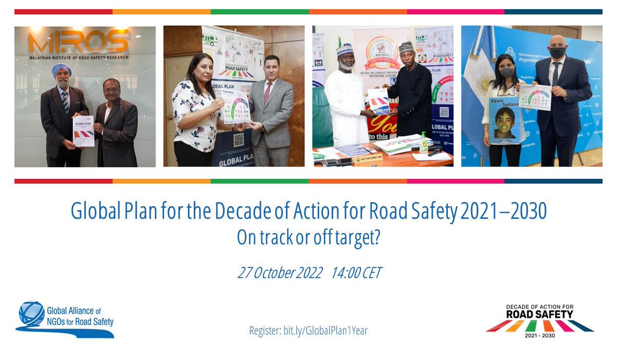 RoadSafetyNGOs's tweet photo. 3,000 days till the Decade of Action target. Are we on track or off target? Join us on 27 October 2022 at 14:00 CEST to review what has happened so far, what is working, what is not, and is it enough?
https://t.co/xoBj9DHPRH https://t.co/Z4f5bu0qEz