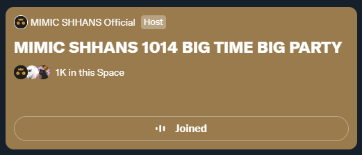 JoeZxyz's tweet photo. @MimicShhans #MimicShhans 

Twitter Space 1K+ audience achieved!
破千留念！ https://t.co/iXyYYLmnSB