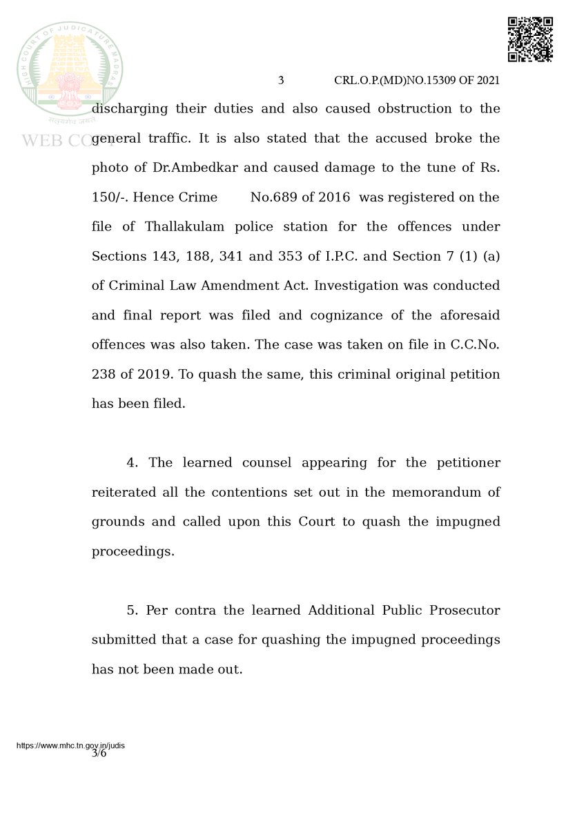 sheiks7007's tweet photo. 1/2
Criminal Original Petition filed under Section 482 Cr.P.C.
praying to direct the respondent/police not to harass the petitioners under
the guise of enquiry pending before the respondent/police. https://t.co/0ekIziOztt