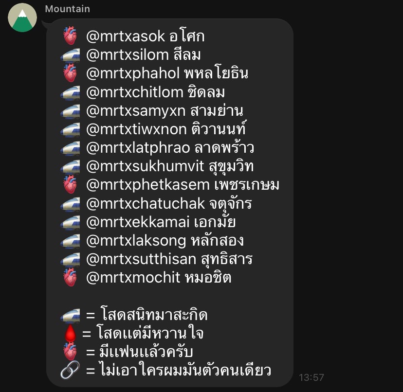 @mrtxasok อโศก
<a href="/mrtxsilom/">สีลม</a> สีลม
<a href="/mrtxphahol/">พหลฯ</a> พหลโยธิน
<a href="/mrtxchitlom/">ชิดลม</a> ชิดลม
@mrtxsamyxn สามย่าน
<a href="/mrtxtiwxnon/">ًً</a> ติวานนท์
<a href="/mrtxlatphrao/">lp.</a> ลาดพร้าว
<a href="/mrtxphetkasem/">phetsem</a> เพชรเกษม
<a href="/mrtxchatuchak/">จตุจักร rest</a> จตุจักร
<a href="/mrtxekkamai/">เอกมัย</a> เอกมัย
<a href="/mrtxlaksong/">f</a> หลักสอง
<a href="/mrtxsutthisan/">สุทธิสาร</a> สุทธิสาร
<a href="/mrtxmochit/">dr.chit</a> หมอชิต
<a href="/th9rw/">3047</a> วิท
