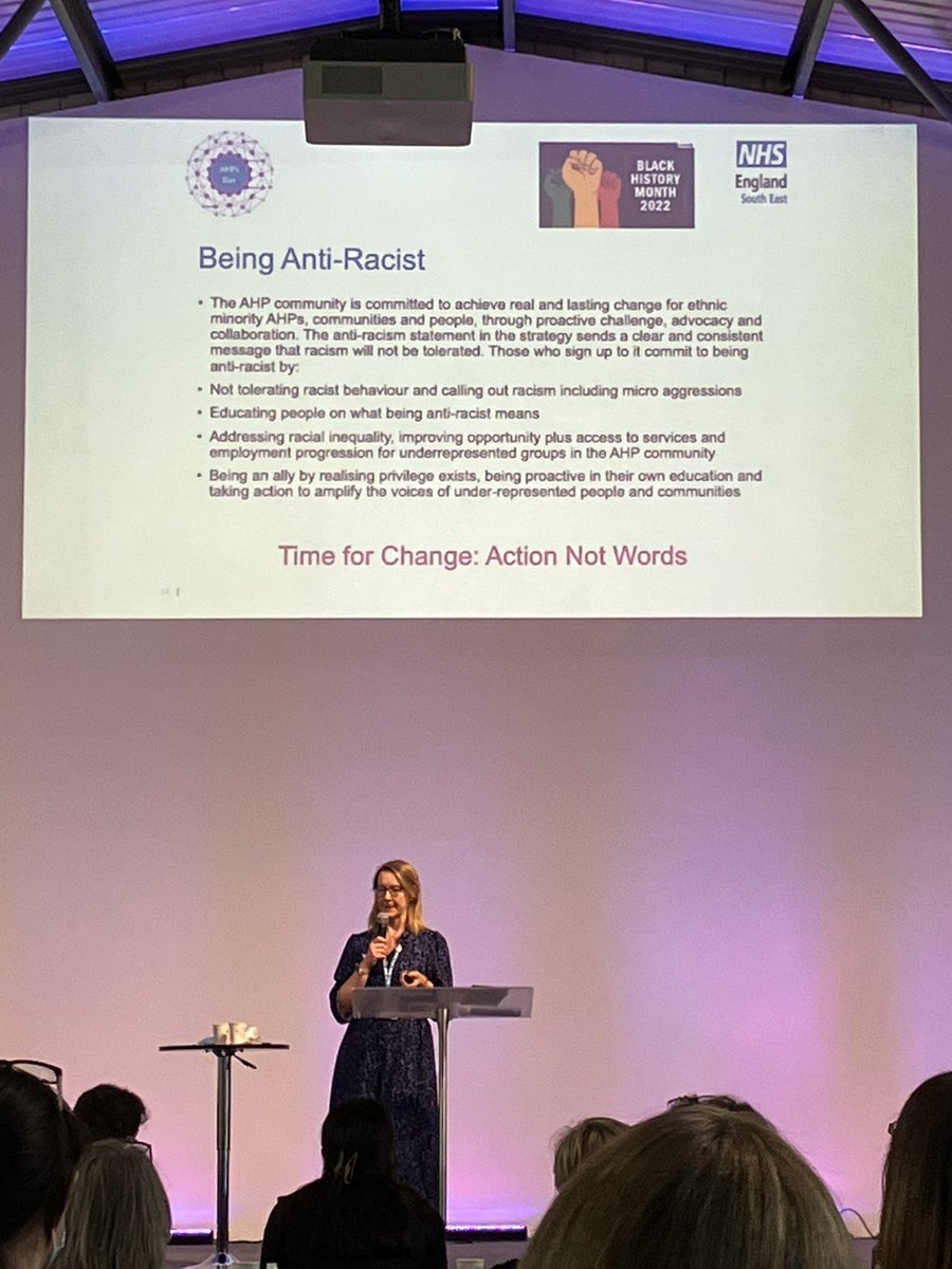 A great honour to introduce <a href="/southernscampi/">💙 Sara Bolton 🌈💙</a> to the <a href="/SHFT_AHP/">Southern Health AHP</a> conference event. Starting the afternoon session with #allyship #BlackHistoryMonth and the AHP Strategy. #AHPsDay #AHPsDay2022