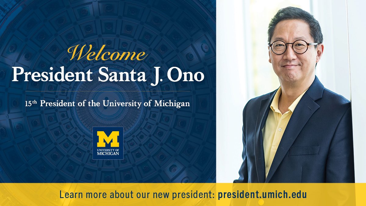 LeadersandBest's tweet photo. The Office of University Development welcomes @UMichPrezOno to @UMich! President Ono, we’re thrilled to have you as one of the Leaders &amp; Best. 💛💙 https://t.co/tldmZ4ZRJ0