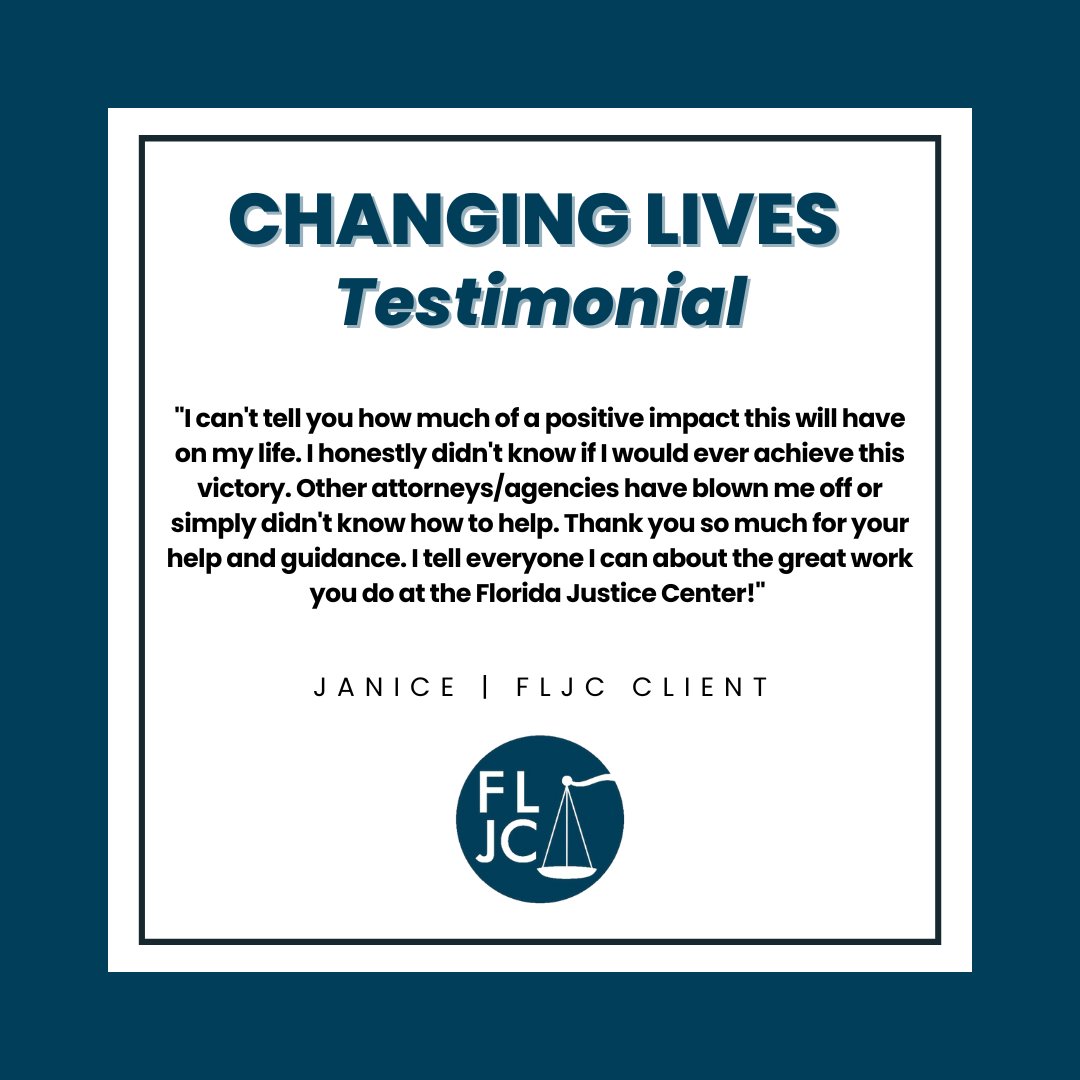 FLJusticeCenter's tweet photo. We believe in all of our clients’ goals, aspirations, and visions of success. We want to celebrate their victories - and we help them get there. 

Be part of a client’s victory story today. #Donate to FLJC at https://t.co/zK6KzltV81.

#FloridaLawyers #FLJC #LegalAidServices https://t.co/a8eEomzzoH