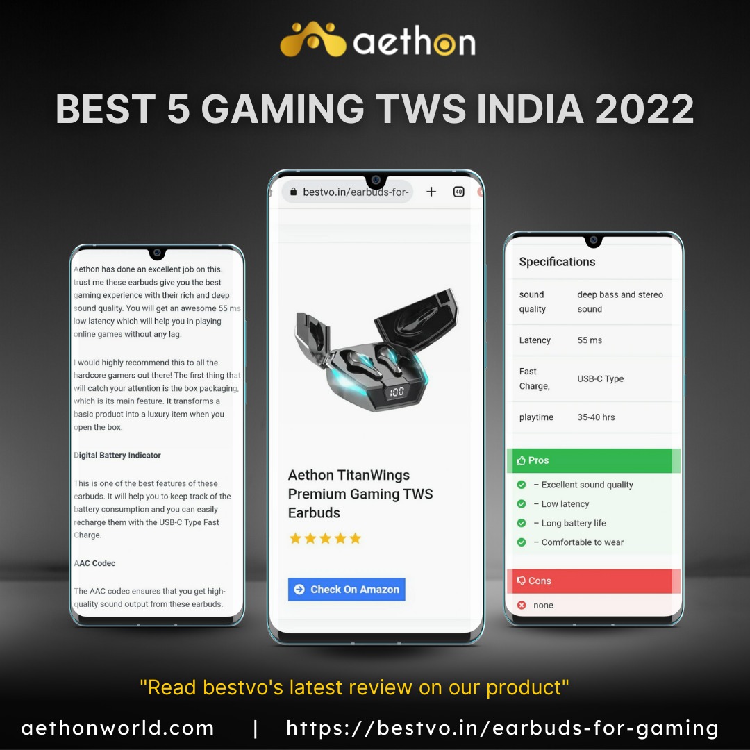 AethonWorld's tweet photo. One of our bestsellers BESTVO'S LATEST REVIEW ON OUR PRODUCT "AETHON TITANWINGS"
#aethon #aethonworld 
#titanwings #aethontitanwings
#activenoisecancelling #gamingtwsearbuds #gamingearphones #earbuds #tws 
#bestgamingear #neckbands #keepthegameon #keepthegameonwithaethon https://t.co/qM7XmSE3ir