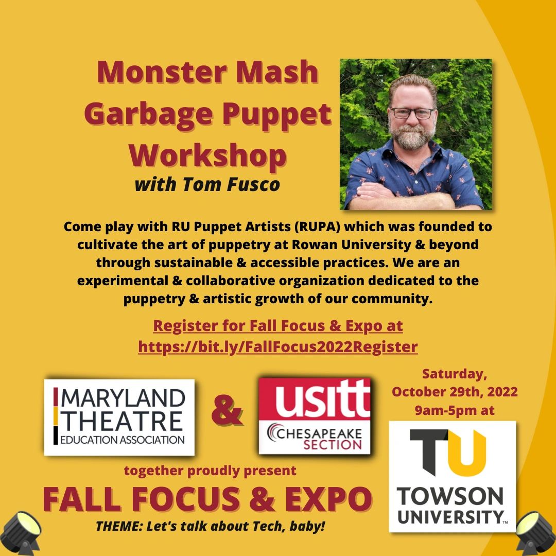 MdTheatreEd's tweet photo. Check out these amazing workshops @ Fall Focus &amp; Expo on October 29th.
FREE for members of either organization
MTEA or USITT Membership $25
Both Orgs Membership $45
USITT Student* Membership $5
Join today @ https://t.co/duIucEQkdG
then register for EXPO at https://t.co/Yg1OfFLl45 https://t.co/fnVbpn9ar7