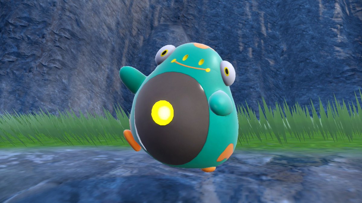 NintendoAmerica's tweet photo. Say hello to the new EleFrog Pokémon, Bellibolt!

Bellibolt expands its elastic body generating electricity in an organ that looks like a belly button. Overall, it's pretty easygoing and won’t notice an opponent until attacked. #PokemonScarletViolet

🐸 ⚡ https://t.co/z7lNKThsDX https://t.co/EUdcQcsUoA