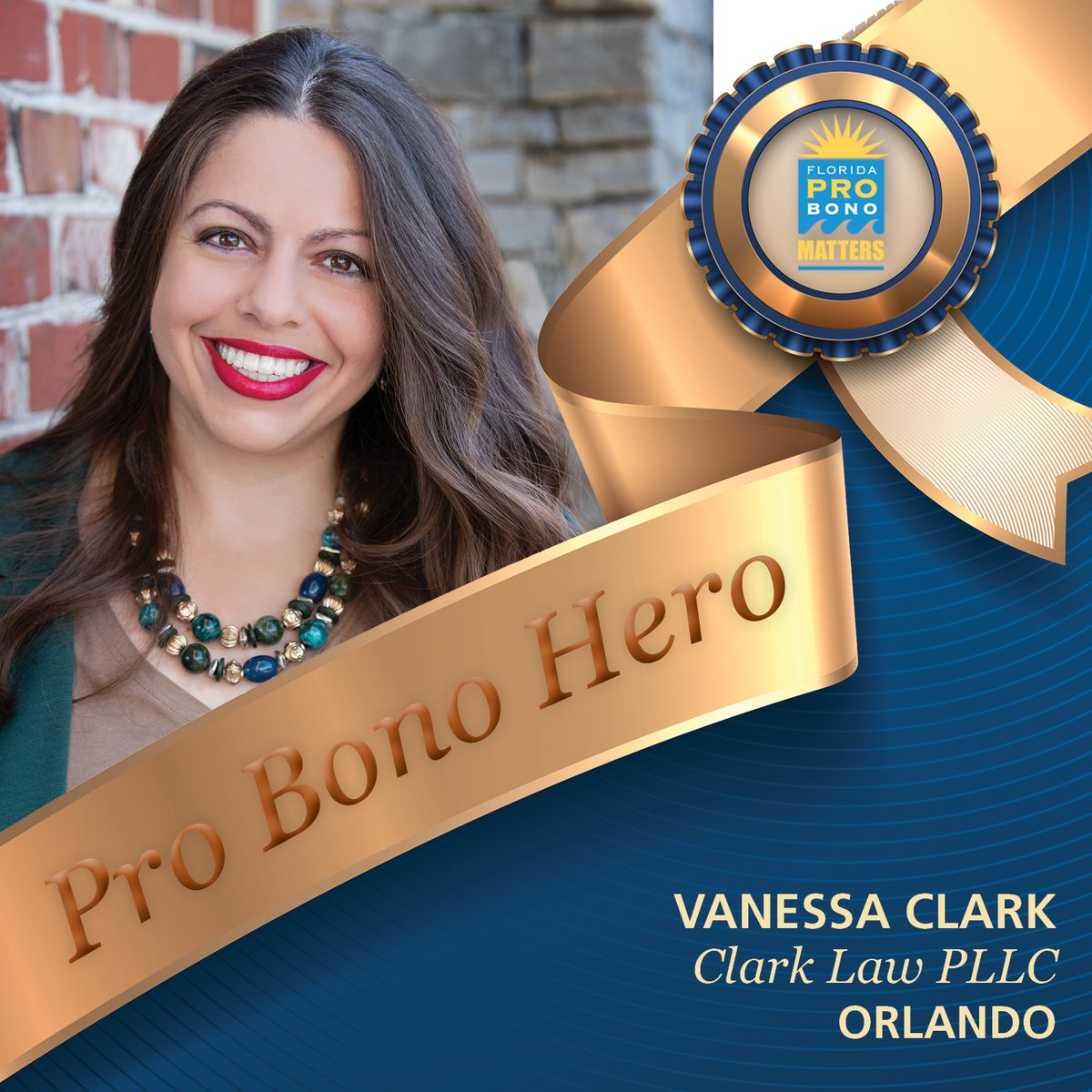 FloridaProBono's tweet photo. #ProBonoHero Vanessa Clark started volunteering in 2021. She has provided almost 90 hours of pro bono services on more than 45 cases for @clsmf. She helps #probono clients with a wide range of matters such as healthcare planning and bankruptcy.
#ProBonoMonth #OnePromise https://t.co/kalFfwFfXx