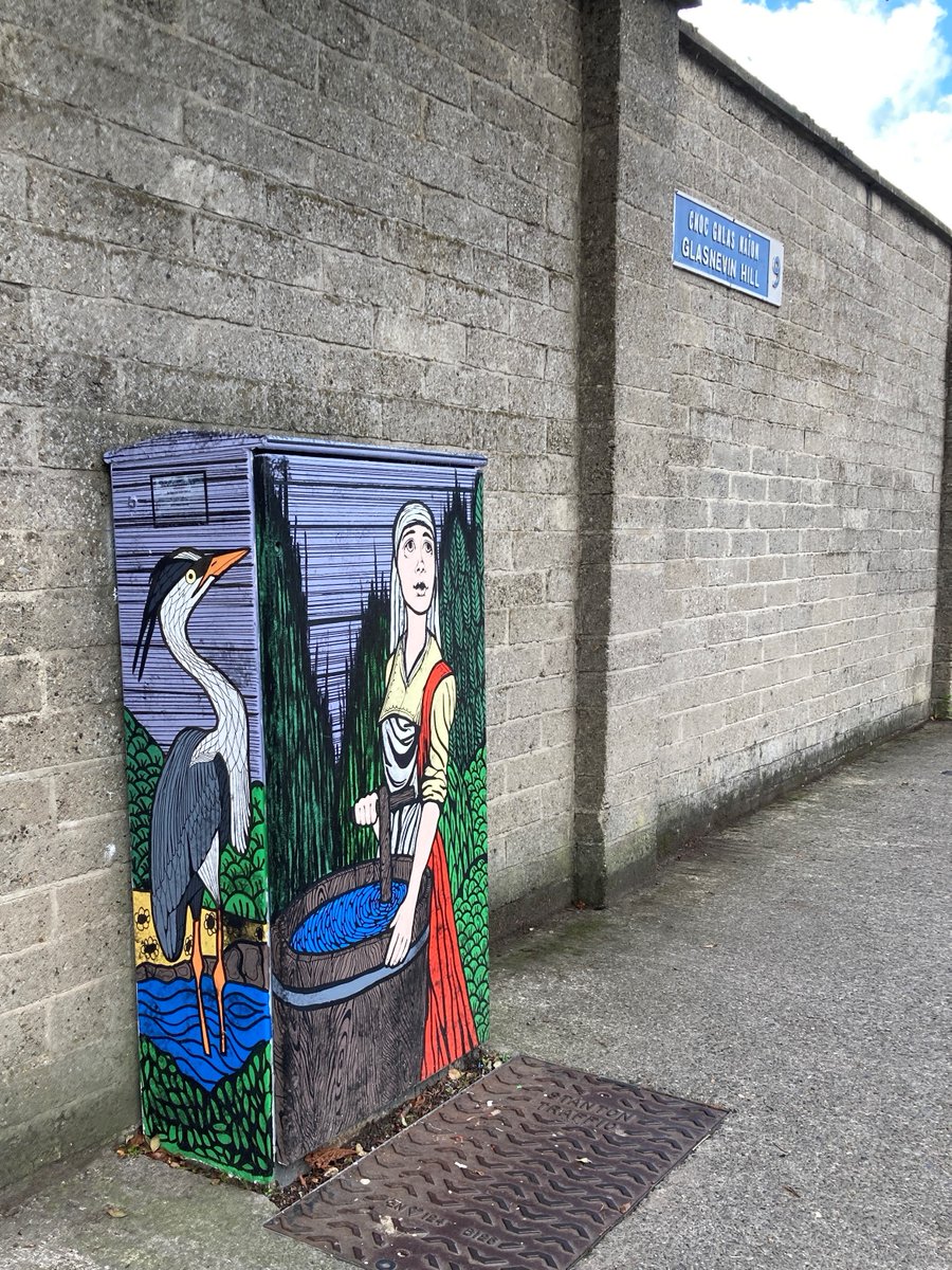 GlasnevinClean's tweet photo. Have you noticed this lovely painted traffic box on Glasnevin Hill? It's part of @dublincanvas and painted by sisters Isobel and Anna Mahon. We love its imagery and bright colours! More of this please! https://t.co/JcXaZtQKCs