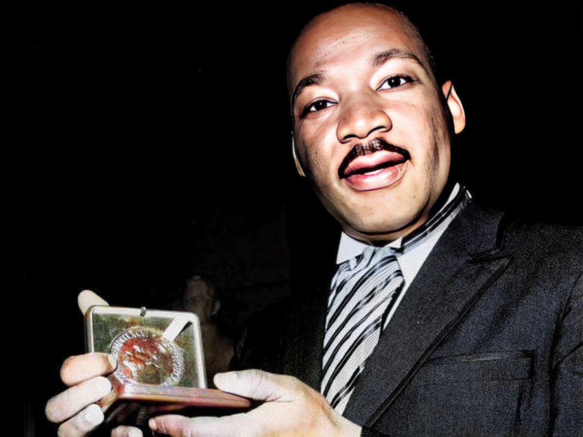 AfricanArchives's tweet photo. On this day in 1964, Martin Luther King Jr became the youngest man ever to win the Nobel Peace Prize.

He later donated the prize money of $54,123, to furthering the civil rights movement. https://t.co/7hynlRHUha