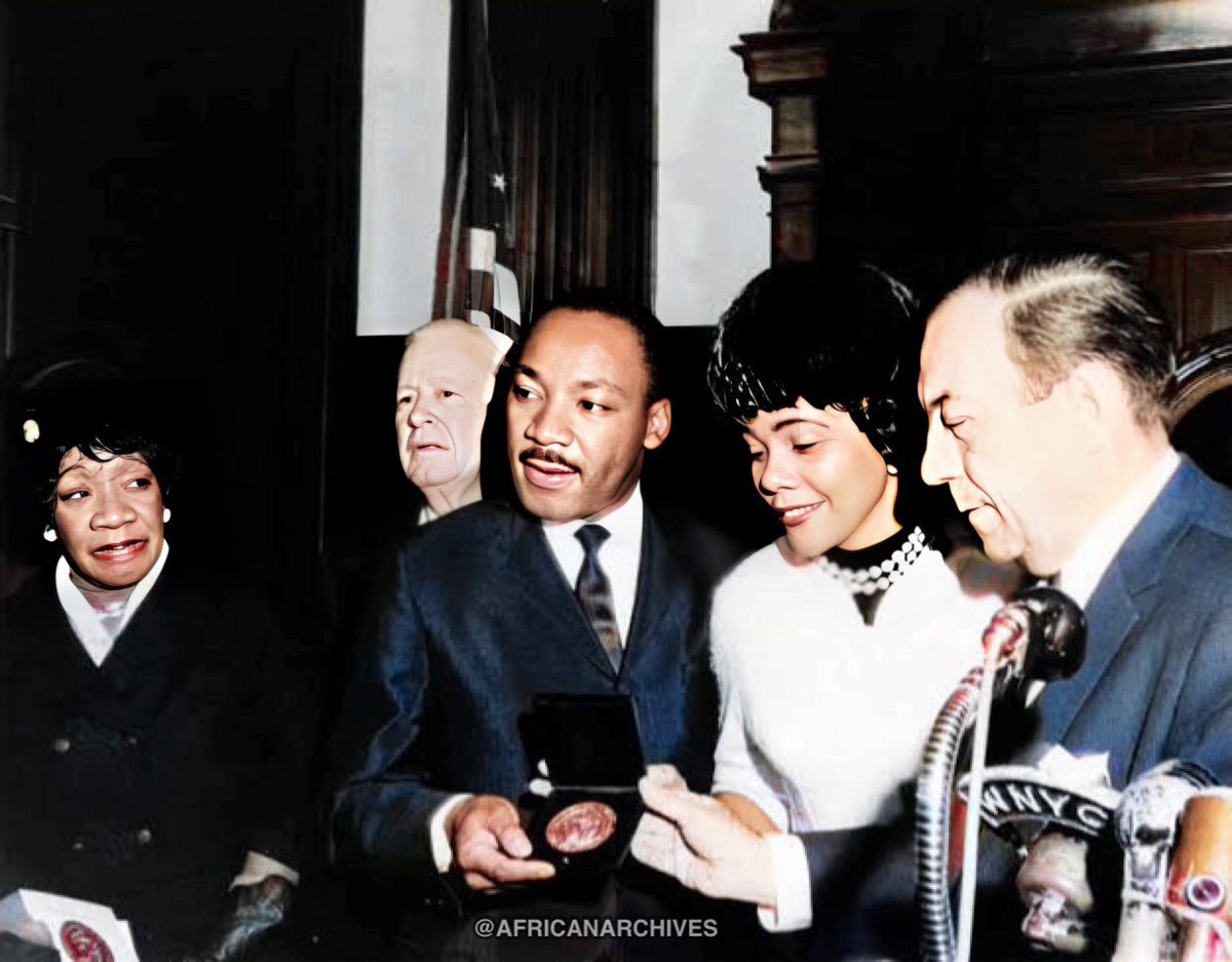 AfricanArchives's tweet photo. On this day in 1964, Martin Luther King Jr became the youngest man ever to win the Nobel Peace Prize.

He later donated the prize money of $54,123, to furthering the civil rights movement. https://t.co/7hynlRHUha