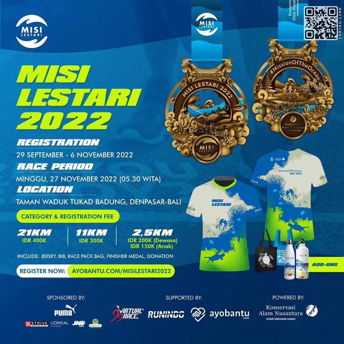 LarikuInfo's tweet photo. π½
π΄ Misi Lestari
π #MissionOfTheOcean
π Charity/Hybrid Event
π 07-27 November 2022
𧦠2.5K/11K/21K
πͺ Anywhere / Bali
π§‘
π https://t.co/FTw3msBp4q βͺ
πΊ
πΊ
β’β’β’β’
#MisiLestari #KonservasiAlamNusantara #Runindo #99VR #LariKuinfo
https://t.co/jG63asBur3 https://t.co/NORCWMJYNd