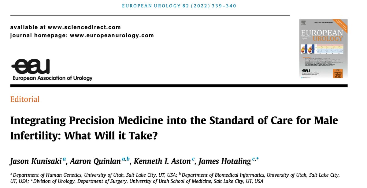 EUplatinum's tweet photo. Highlight Article: Integrating Precision Medicine into the Standard of Care for Male Infertility: What Will it Take?
https://t.co/EQHpfQuXA7
@JKunisaki @aaronquinlan @jimhotalingmd
#highlightarticle #medtwitter #urology #infertility https://t.co/5YYMnQUhBu