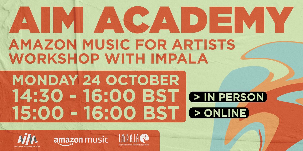 Our next AIM Academy workshop is in partnership with @IMPALAMusic. Come meet the Amazon Music for Artists team at the @AmazonMusicUK HQ. They’ll walk you through pitching music, livestreaming, creating contextual content for fans & more! Log in & sign up aim.org.uk/#/news/aim-aca…