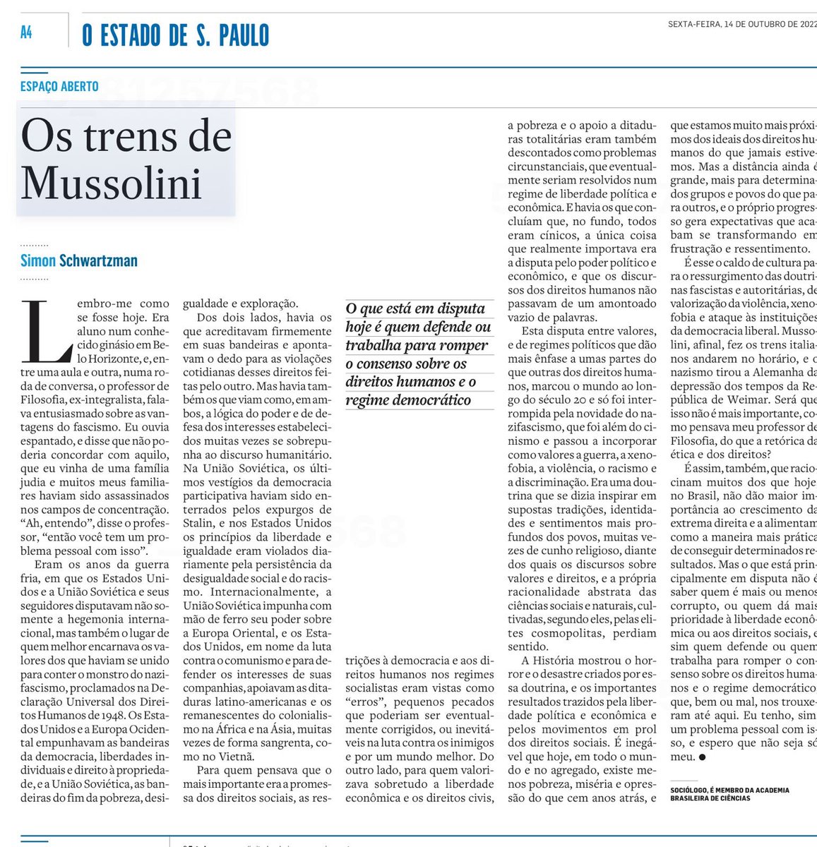 Se vocês forem ler um único texto sobre eleição hoje, leiam Simon Schwartzman no <a href="/Estadao/">Estadão 🗞️</a> 👇🏽