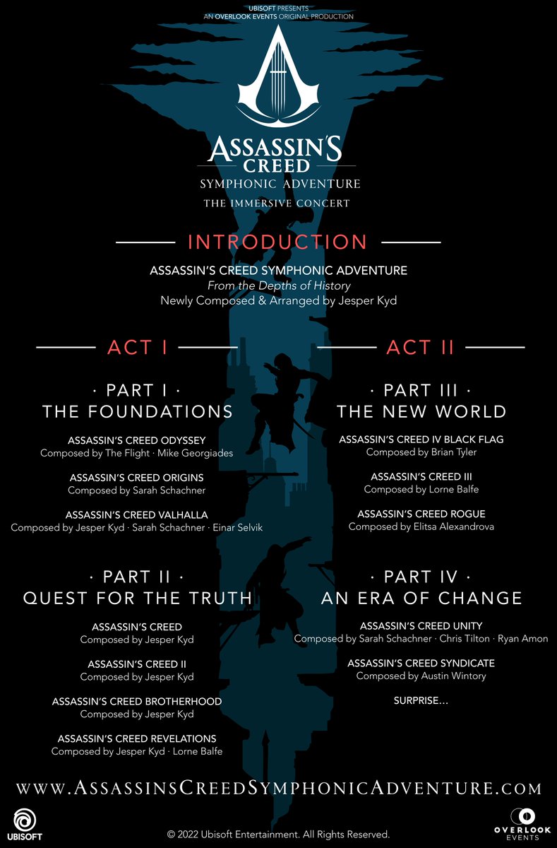 AC_Symphonic's tweet photo. For the 15th anniversary of #AssassinsCreed, the brand-new official concert will bring you into a musical journey to be remember!

And we are very proud to have our friends @JesperKyd and @awintory for the premiere in Paris!

🎟️ https://t.co/OQPfEOV3eW https://t.co/inrhnsHVpy