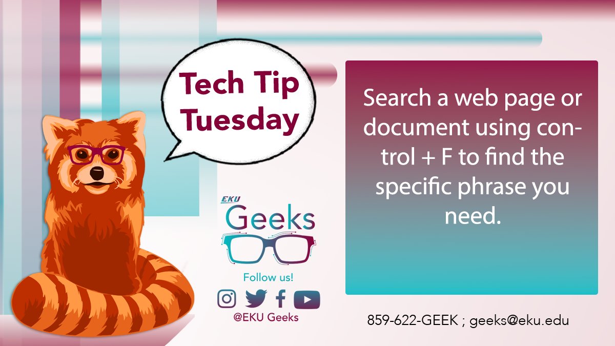 EKUGEEKS's tweet photo. Today's tech tip is especially useful when you just need to find one piece of information in a long article!
#eku #ekugeeks #techtiptuesday https://t.co/XOqqpoleWd
