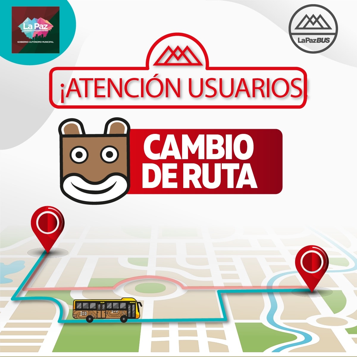 LaPazBUS's tweet photo. 📆 14/10/2022 10:00
🚧 ⚠️ Atención usuarios de la ruta #Integradora debido al CIERRE DE VÍAS en inmediaciones de la AV. MONTES, nuestros buses toman la siguiente ruta alterna con dirección hacia PLAZA ALONSO DE MENDOZA:👇 https://t.co/dzdMyMqmQd