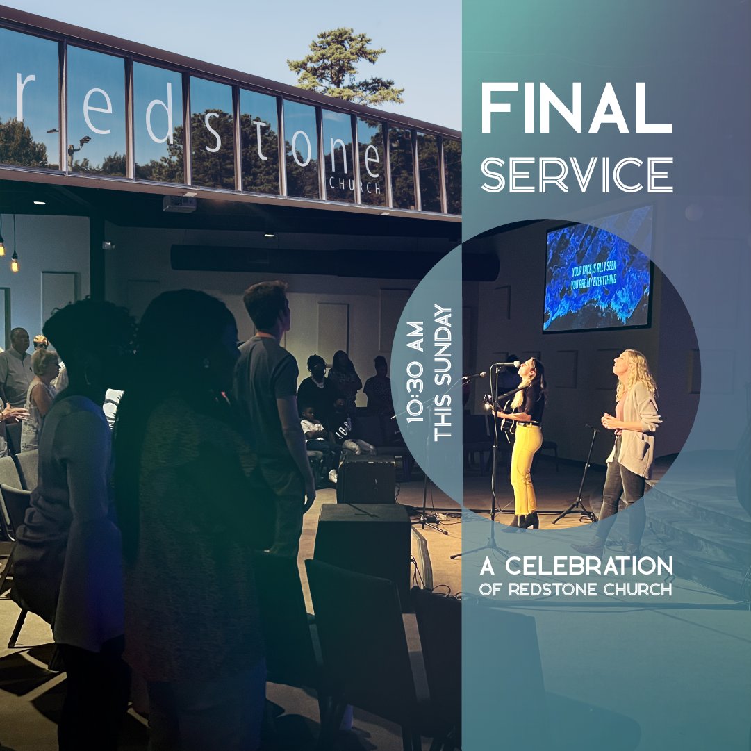 RedstoneChurch's tweet image. Final Service Celebration of Redstone Church
This Sunday, October 16th, 10:30 AM

If you have ever visited or called Redstone Church home, please join us for a final celebration of Redstone Church and a new message with Derrick Billups, "Time Will Tell."