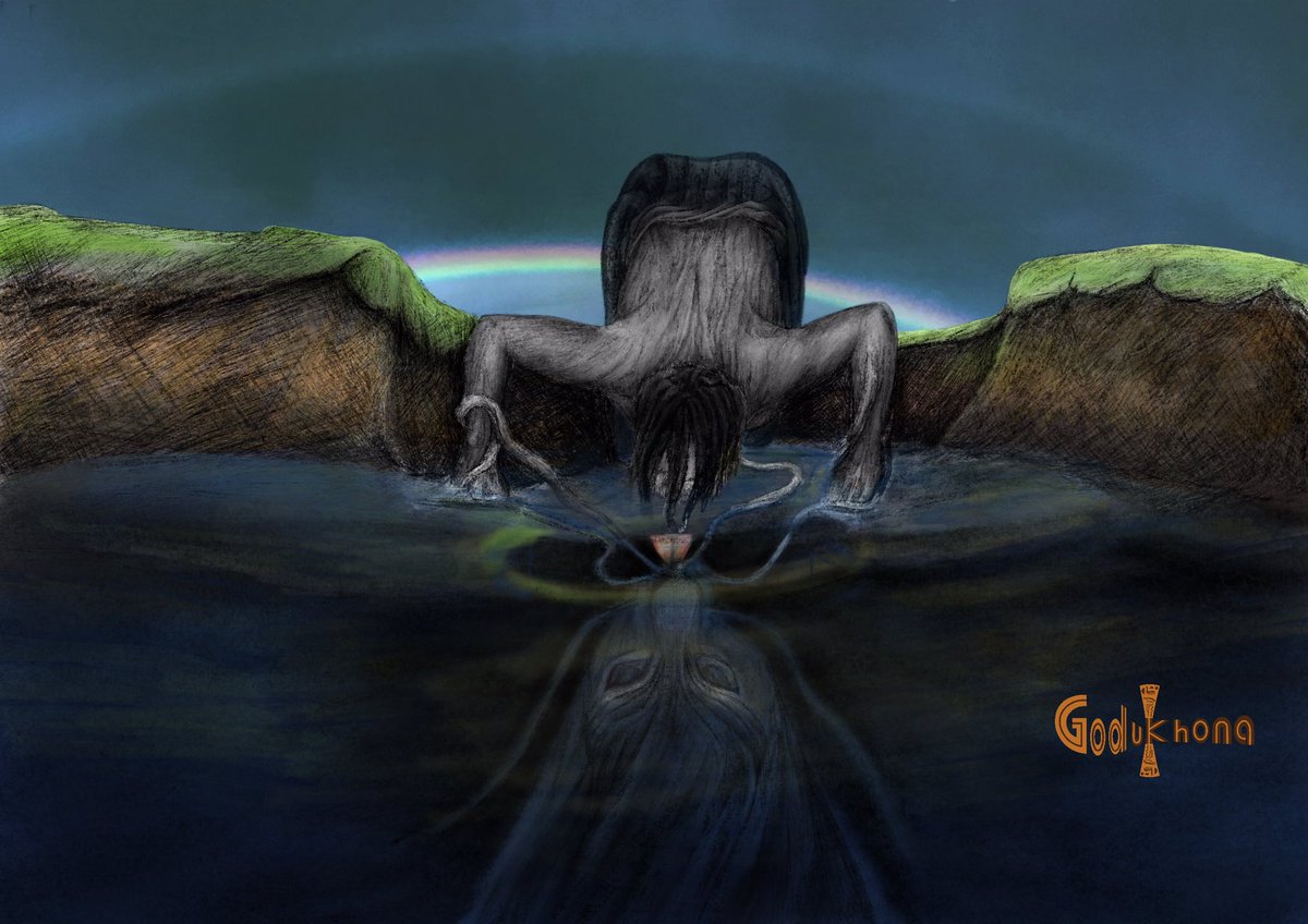 GodUkhona's tweet photo. Sacred kiss, digital illustration. They have all agreed that it’s time for the outside world to see them. So many deities that lives amongst us, but only the chosen ones get to meet them in their original Form. #godukhona #IDLOZI #illustration #waterspirits #uNumzane https://t.co/ehdcvRBLrJ
