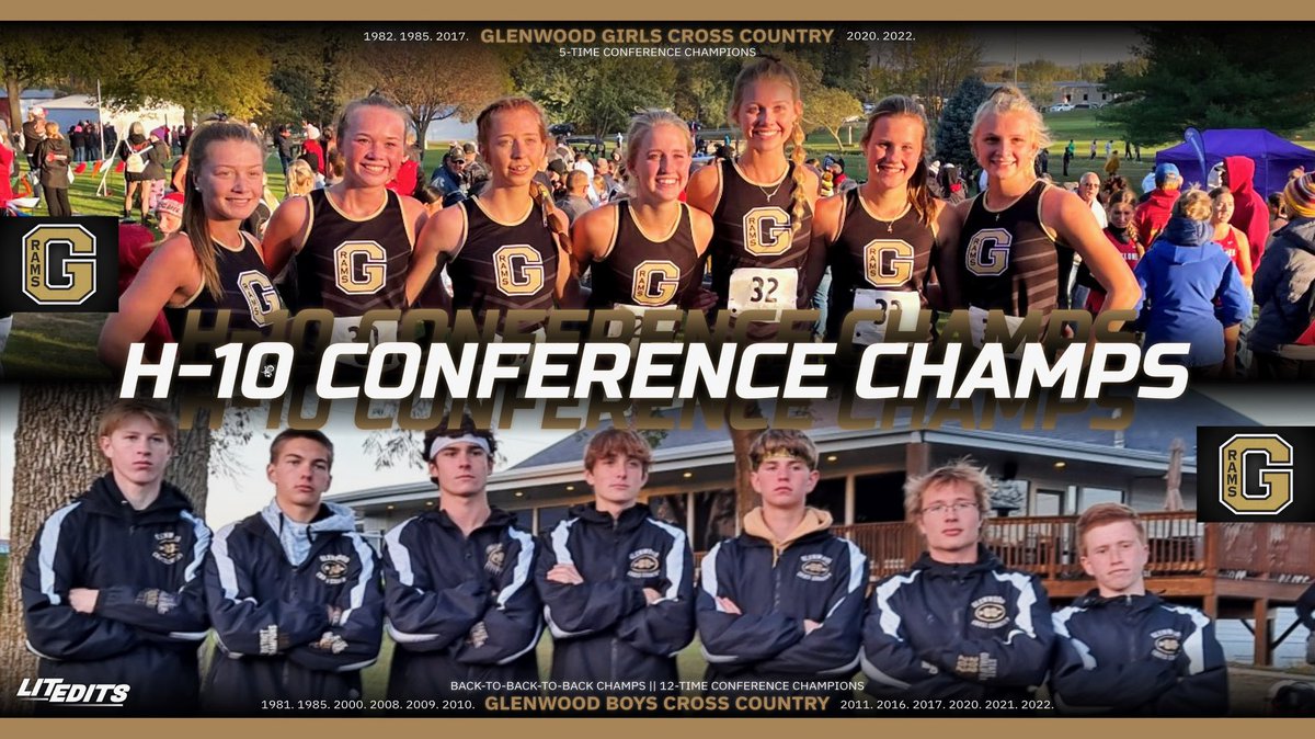 GlenwoodRams's tweet photo. Congrats to the Girl’s XC team on winning the MS, JV &amp; Varsity H-10 Conference Championship &amp; congrats to the boys on wining the JV/V H-10 Conference Championship. Varsity will be back in action Wednesday as Glenwood will be the host of the State Qualifying Meet at Lake Park! https://t.co/deLUeM5xxt