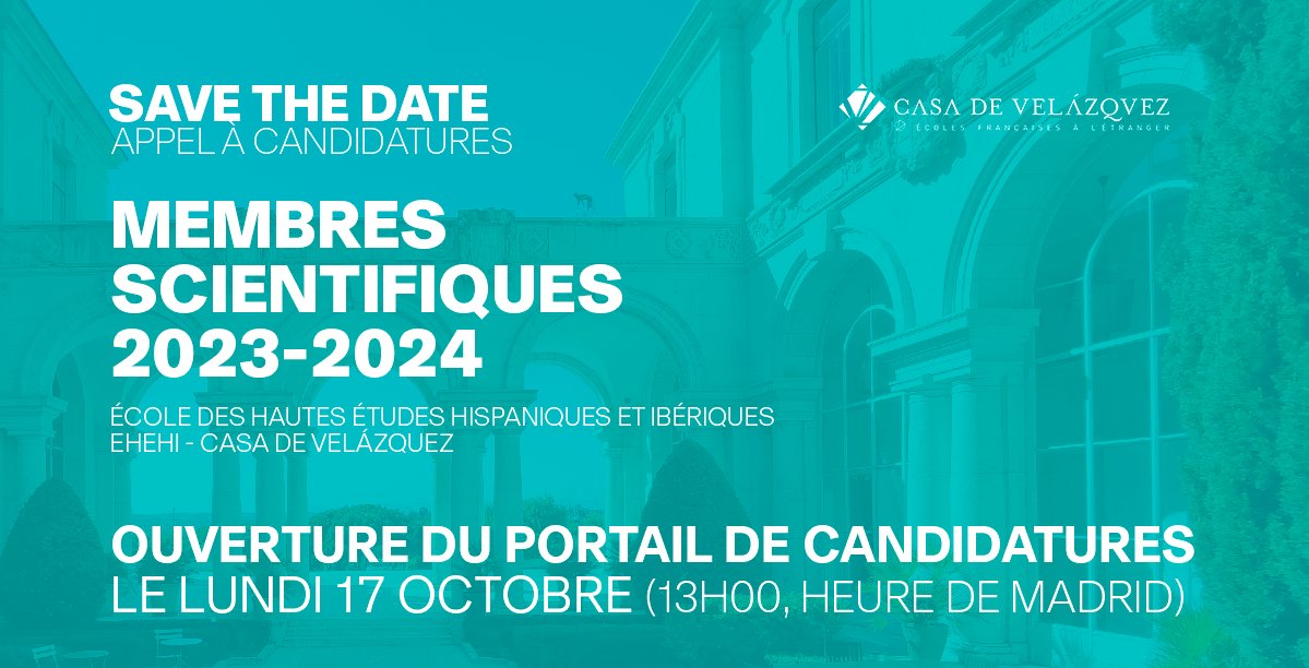 casadevelazquez's tweet photo. 💥 #SAVETHEDATE Lundi, ouverture du portail de candidatures pour le recrutement des membres scientifiques de l'École des hautes études hispaniques et ibériques 2023-2024.
#12mois #17postes #Postdoc #SHS #Humanités
🔗 Plus d'informations https://t.co/z2zqZbQdy3 https://t.co/ooighp09H2