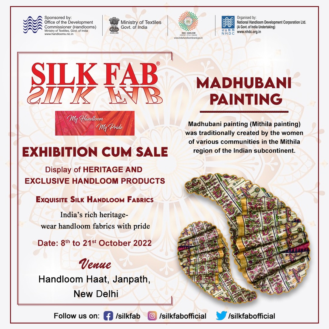 silkfabofficial's tweet photo. Drape the silk Saree with Mithila painting on it. Come visit Silk Fab Delhi to buy exclusive handloom product directly from weaver. #MyHandloomMyPride #mithilapainting #mithila #mithilaart #madhubaniart #prideofindia #handloom #handpainted #sareeblogger #silk #handloom #fashion https://t.co/UsOaKSluwa