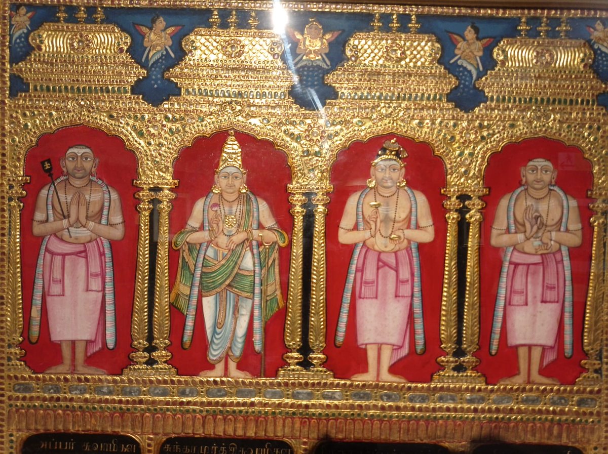 IndiaHistorypic's tweet image. Four Shaivite Saints of South India

Sambandar

Appar

Sundarar 

Manikkavasagar 

1830 A.D , Maratha Period

Tanjore , Tamilnadu 

National Museum Delhi
