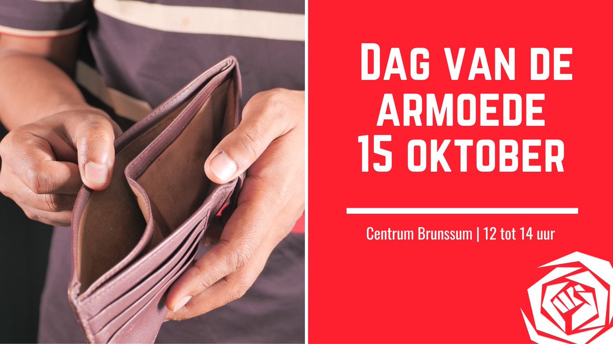 Op 17 oktober is het wereldwijd de dag van de armoede, waar extra aandacht wordt gevraagd voor stille armoede. 

We besteden op 15 oktober extra aandacht aan deze armoede, want het gaat je niet in de koude kleren zitten. 
Kom je even langs? 
#pvda #brunssum #dagvandearmoede