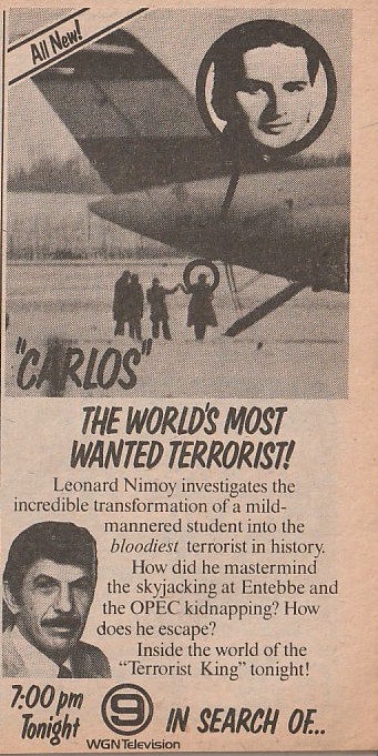 ChicagoTVGuides's tweet photo. On this day in 1979
In Search Of...Carlos the Jackal
Chicago Sun-Times TV Prevue.  October 14, 1979 https://t.co/vlh4p8xIRu