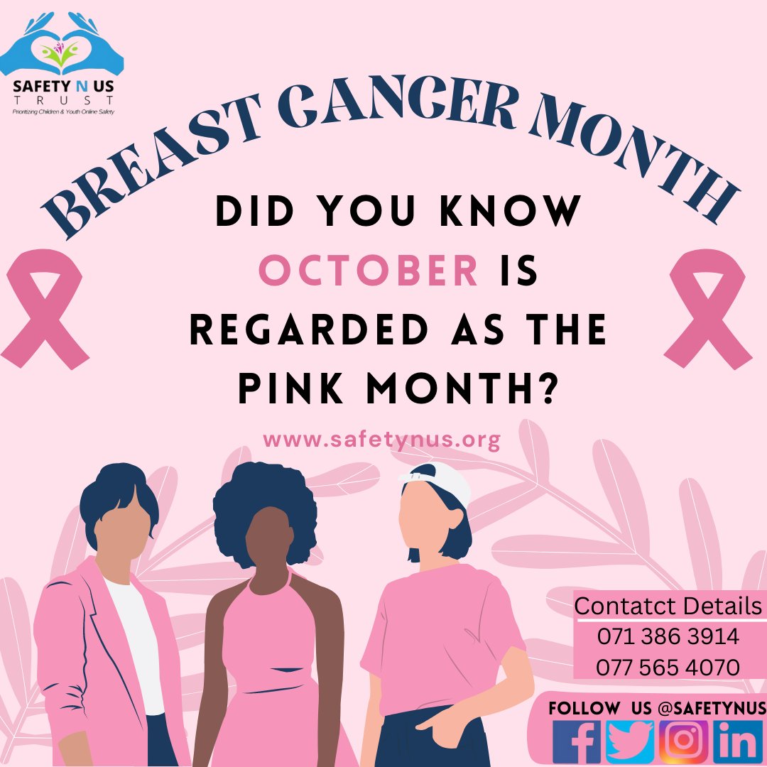 SafetyNus's tweet photo. Have you been wondering why you are always seeing pink around? Pink is stronger than you think, lets all join hands as we raise awareness against Breast Cancer. #LetsGoPink
@HAY__HOPE @PlanGlobal @HeraldZimbabwe @gymobilization @UN_Women @UNESCO @CHS_Alliance https://t.co/XMSBFY8JLO