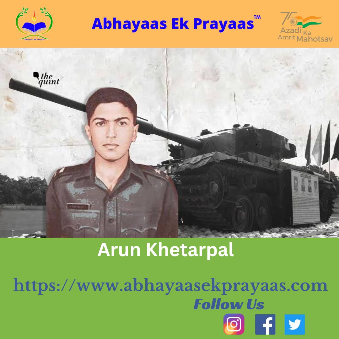 ek_prayaas's tweet photo. #SecondLieutenant #ArunKhetarpal, was an officer of the Indian Army and a posthumous recipient of the #ParamVirChakra, India's highest military decoration for Battle of Basantar in the Battlefield of Shakargarh during the Indo-Pakistan War of #1971War. https://t.co/XYMxjPhl4A