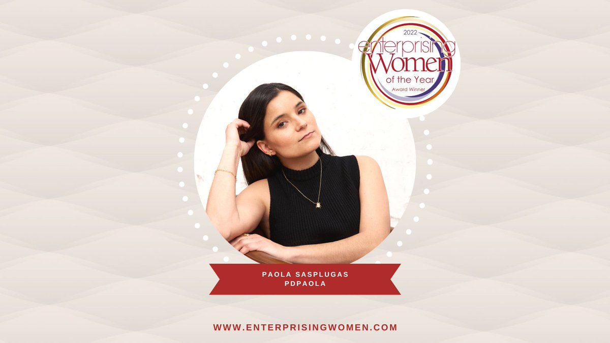 Congratulations to Paola Sasplugas, Co-Founder &amp; Chief Creative Director at <a href="/PDPAOLA_jewelry/">P  D  P A O L A</a> on being named a 2022 Enterprising Women of the Year Award Winner!  enterprisingwomen.com

 #enterprisingwomen #ewawards2022 #PaolaSasplugas #PDPAOLAJewelry