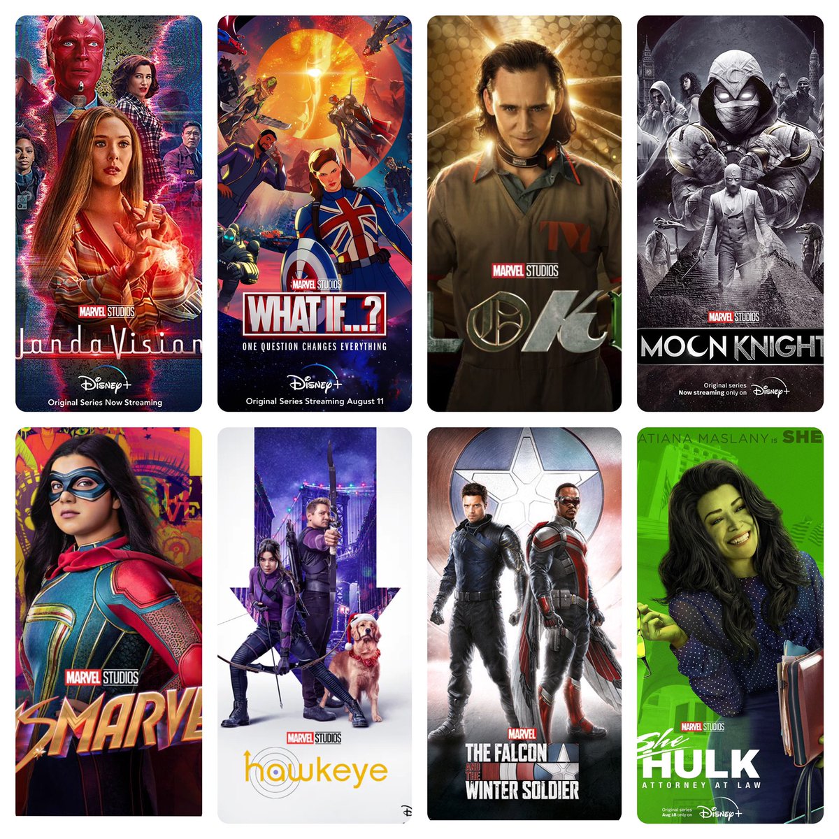 FFMediaNews's tweet photo. That’s a wrap on the #disneyplus phase 4 shows and here is how they rank for me: 1 #wandavision 2 #whatif 3 #loki 4 #moonlight 5 #msmarvel 6 #hawkeye 7 #falconandwintersoldier 8 #shehulk How did they stack up for you!? https://t.co/n3UCOIMt5B