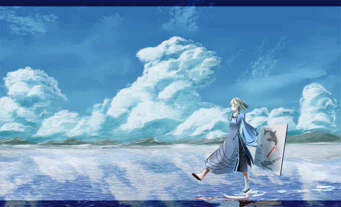 空や水面が好き #世界私の絵柄変わりすぎだろ選手権 