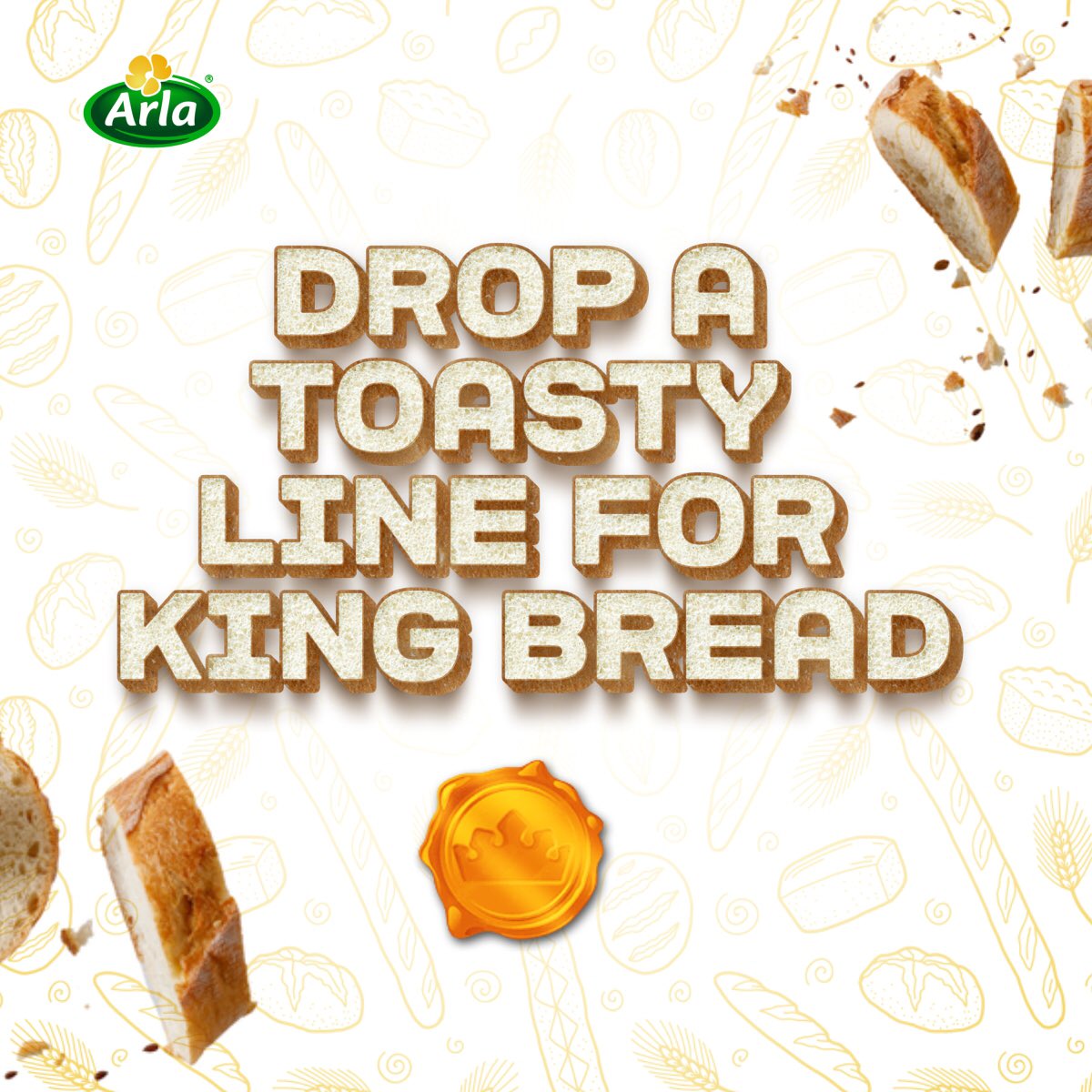 Arlanigeria's tweet photo. Think you have want it takes to melt the King’s heart? 

Reply with your best toasty line.

#Arla #ArlaWorldBreadDay #ArlaNigeria #BetterWithArla #MakeGreatMeals #ArlaXBread https://t.co/ZPfIBwsmsE