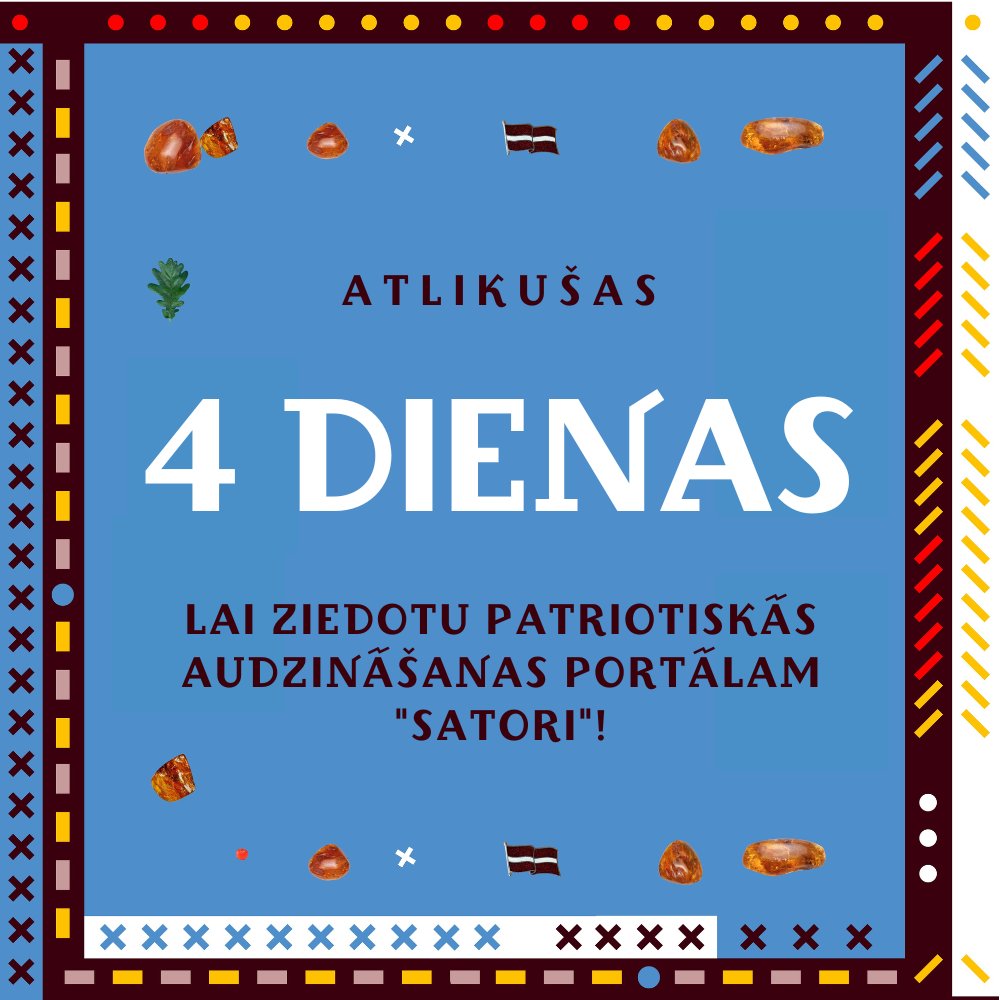 Tu nevari pateikt "patriotisms", nepasakot "Satori".

Vēl 4 dienas ziedo patriotiskās audzināšanas portālam "Satori" un palīdzi līdz 17. oktobrim savākt 20 000 eiro žurnāla darbībai!➡️satori.lv/ziedot

#NVOfonds2022