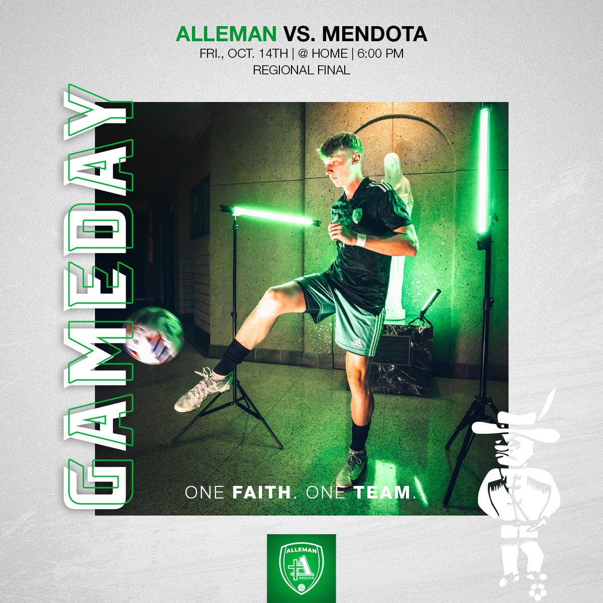 AllemanBSoc's tweet photo. It's 🅶🅰🅼🅴🅳🅰🆈! 
𝗕𝗼𝘆𝘀 𝗦𝗼𝗰𝗰𝗲𝗿 𝗥𝗲𝗴𝗶𝗼𝗻𝗮𝗹 𝗙𝗶𝗻𝗮𝗹
📍 Alleman Athletic Complex
🆚 Mendota
⌚️ 6:00 PM
#AllemanHighSchool // #AllemanSoccer // #OneFaithOneTeam https://t.co/RoB8tUPCwF
