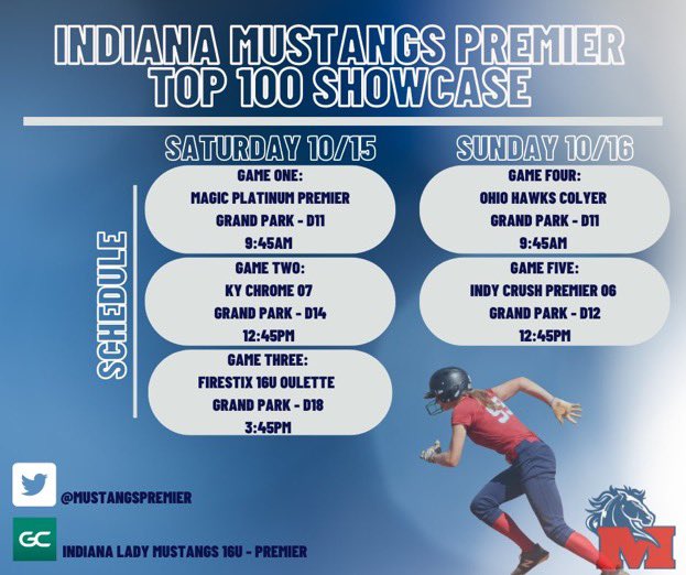 So excited to get back at it again this weekend in Westfield for Top 100! <a href="/MustangsPremier/">16U Indiana Mustangs - Premier</a>