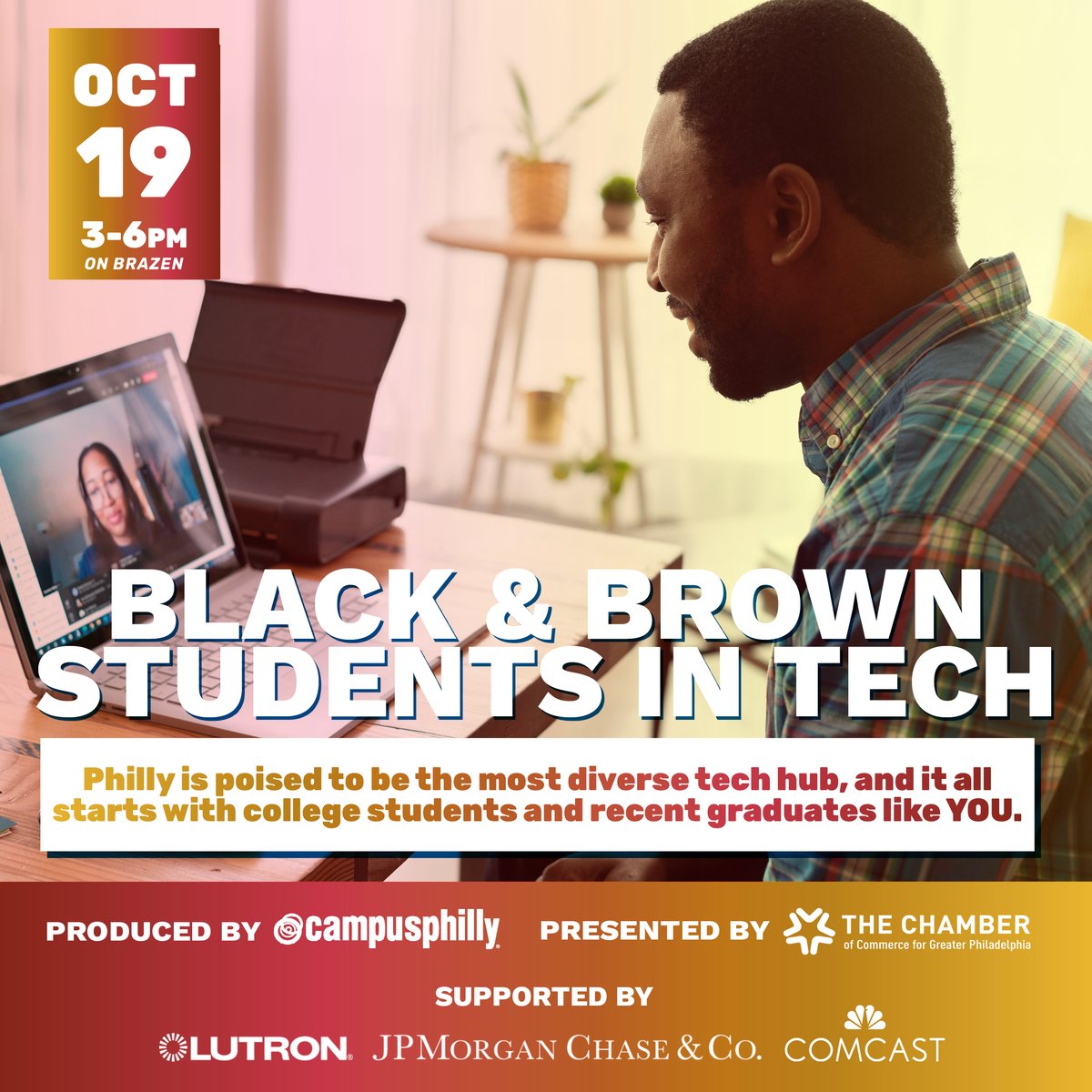 PeirceCollege's tweet photo. Join @campusphilly on Oct 19 at 3pm for a virtual event on Brazen! You’ll network with employers in and around the Philadelphia region who are currently hiring, attend panel discussions, and find your fit in tech.⁠
To register on Brazen, visit https://t.co/NaLgKv71Sn https://t.co/pbzuThQHJ3