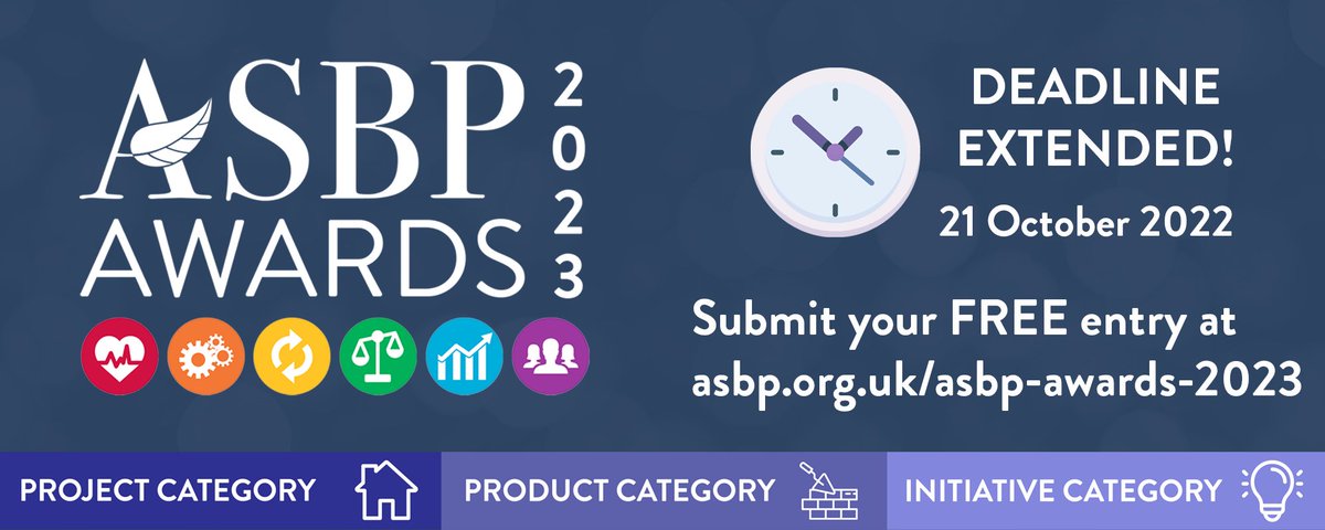 Entry deadline extended for the ASBP Awards 2023. Enter your sustainable project to raise your organisation's profile across the industry & demonstrate your part to transform the built-environment. Get your entries in now! bit.ly/3rXwwq4 #ASBPAwards2023 @asbp_uk