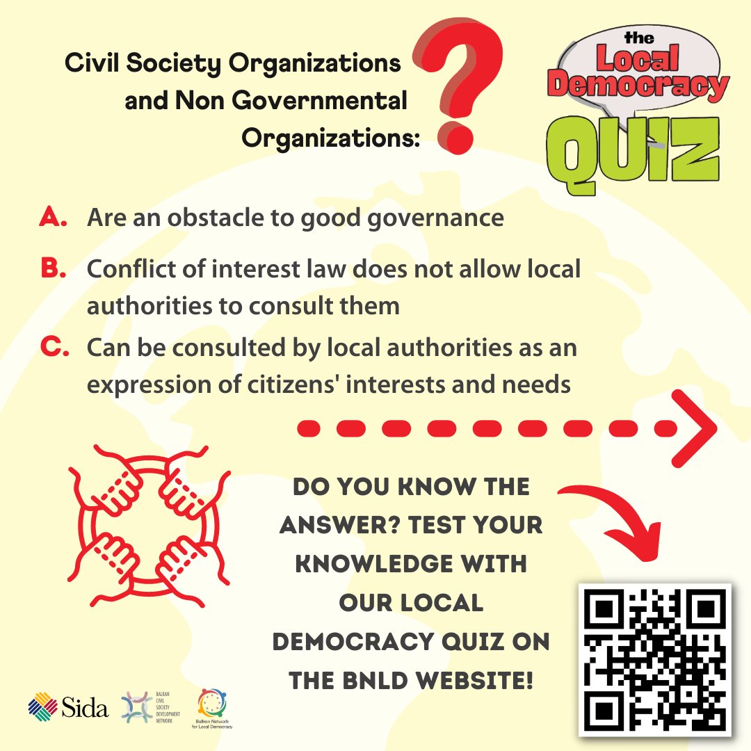 Challenge yourself with BNLD's very own local democracy quiz and see if you're an expert, but before that what do you think the answer here is?

Available at the link below or by scanning the QR code.
bnldwb.org/Quiz

#regionalschub #LocalDemocracy #quiz #activecitizens