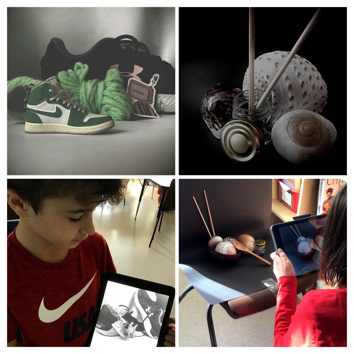 RandaB19's tweet photo. Still life photography adventure!  Objects of different shapes, colours and textures were the center of our individual studios. We explored natural  and non-natural light to experiment with eye level, close up, and bird’s eye view camera angles.@IICS1911 #creativevision https://t.co/74PMC2Rhcw
