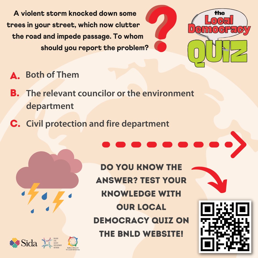 Challenge yourself with BNLD's very own local democracy quiz and see if you're an expert, but before that what do you think the answer here is?

Available at the link below or by scanning the QR code.
bnldwb.org/Quiz

#regionalschub #LocalDemocracy #quiz #activecitizens
