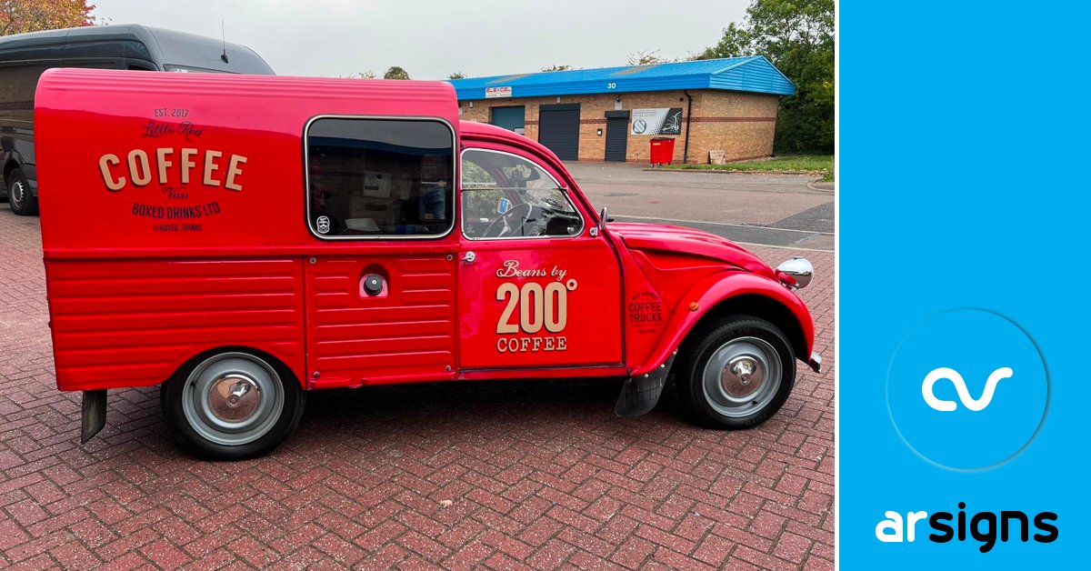 ArSigns's tweet image. We're stepping back in time today with @BOXED_DRINKS  for today's #FineSignFriday. 

We've been applying these very retro graphics to this #2CV van. We've worked out the van is older than 99% of the workforce - not sure who constitutes the 1% - maybe we'll ask the Chairman 😁.