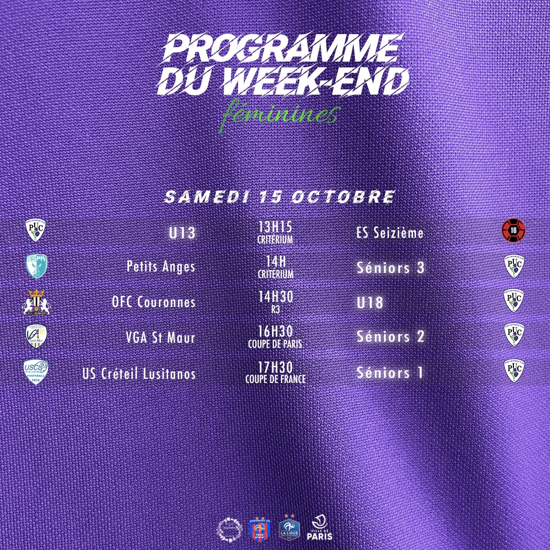 PUC_Football's tweet photo. 👉 Les matchs de ce week-end ! https://t.co/qHOpyz5KE7