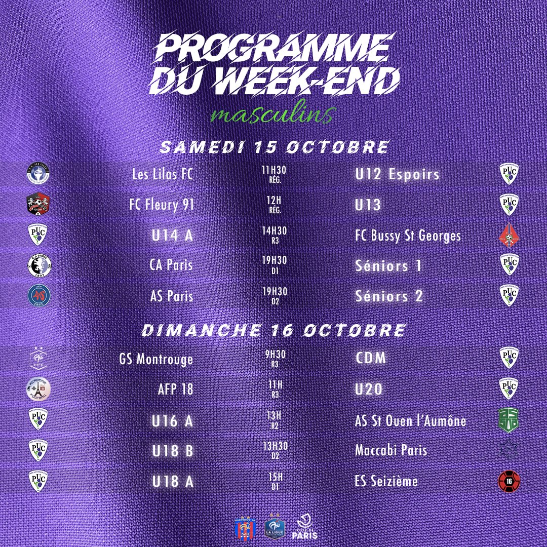 PUC_Football's tweet photo. 👉 Les matchs de ce week-end ! https://t.co/qHOpyz5KE7
