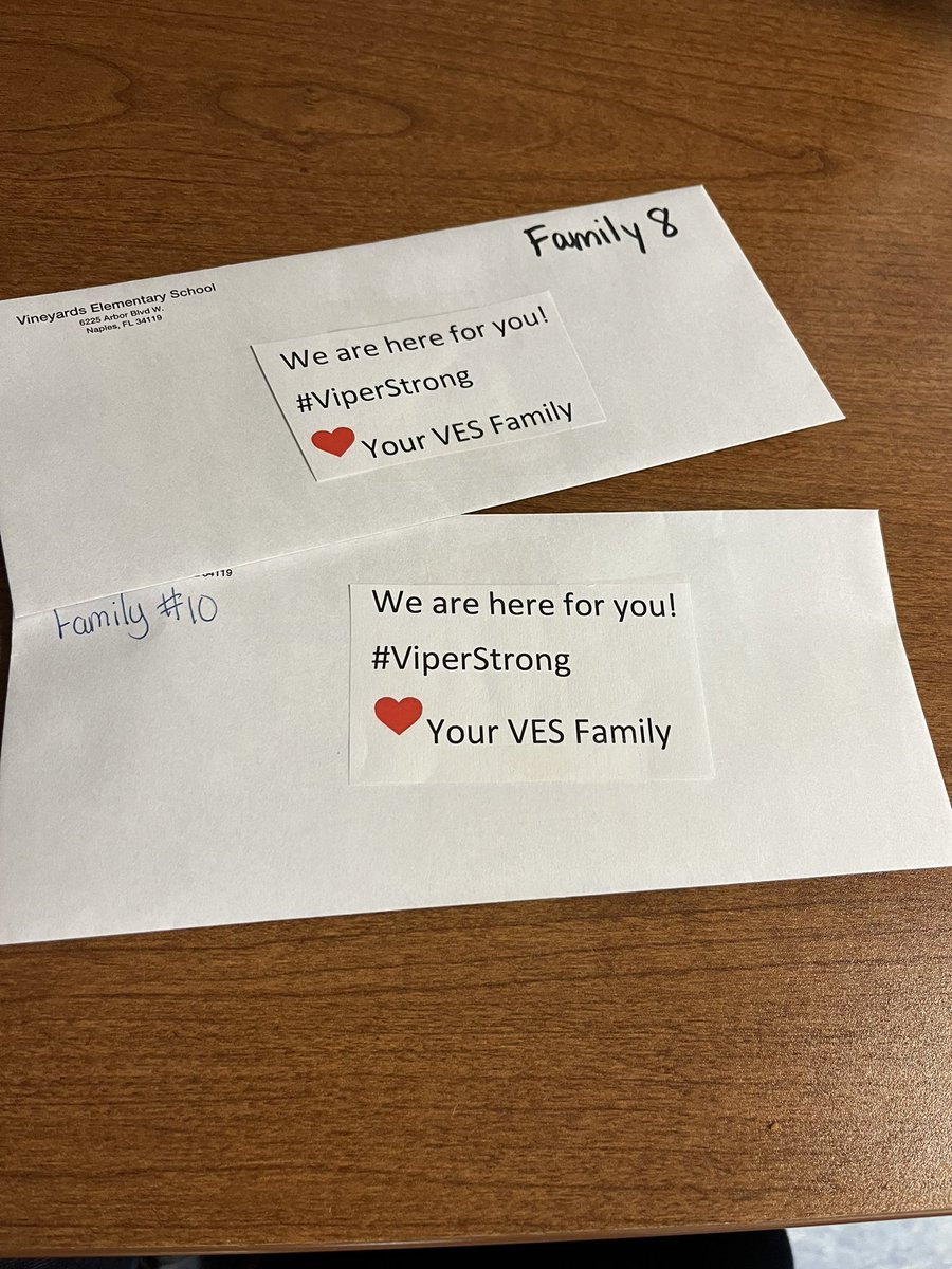 VESMrsRuff's tweet photo. Our VES families have come together to help support our Vipers. Items were collected and given to families and staff in need. Thank you to all who donated! #Viperstrong @VineyardsVipers @collierschools https://t.co/8rM0hbpPlA