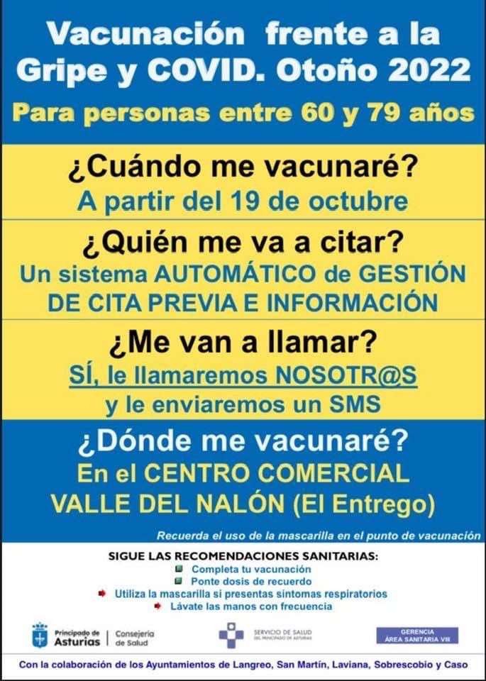 Campaña de #vacunación Gripe y COVID 2022 en #AlcampoValledelNalon                                  Población de 60-79 años 📣📣📣
 #Langreo #sanmartindelreyaurelio #laviana