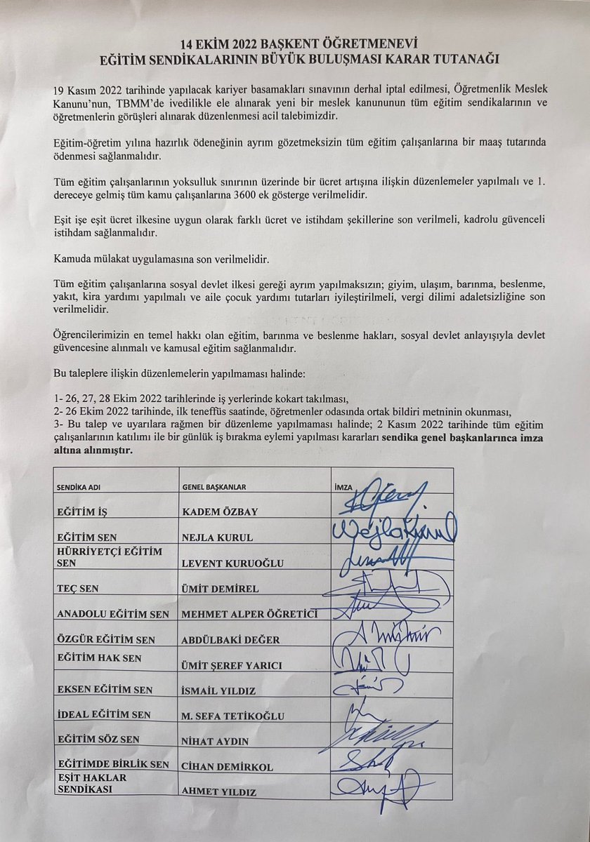 Mesleğimizin onuru, çocuklarımızın geleceği için 2 Kasım 2022 tarihinde “İş Bırakıyoruz” bırakıyoruz!

#SendikalarBirlikteEyleme
#ÖğretmenlerUnutmaz