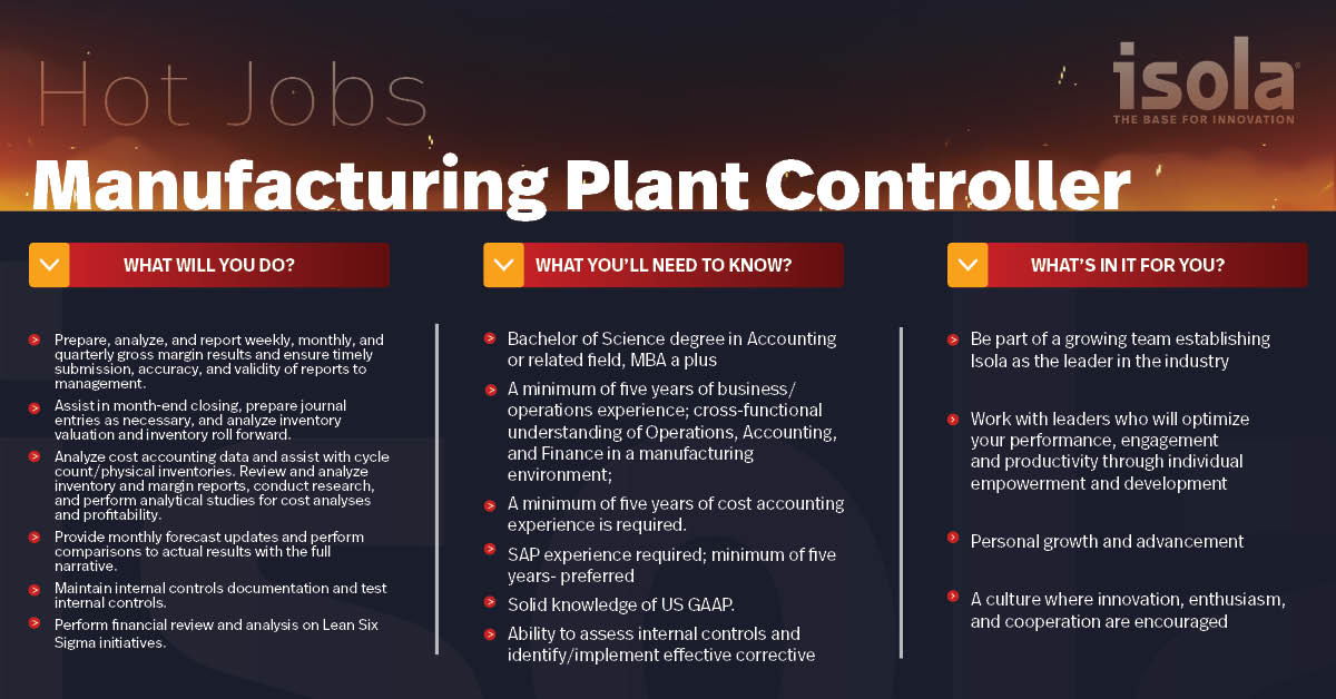 Isola Group on Twitter "Isola Group is hiring a Manufacturing Plant